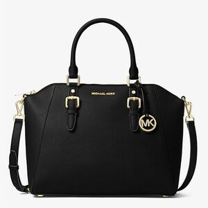 Michael Kors - Ciara large saffiano leather satchel in black